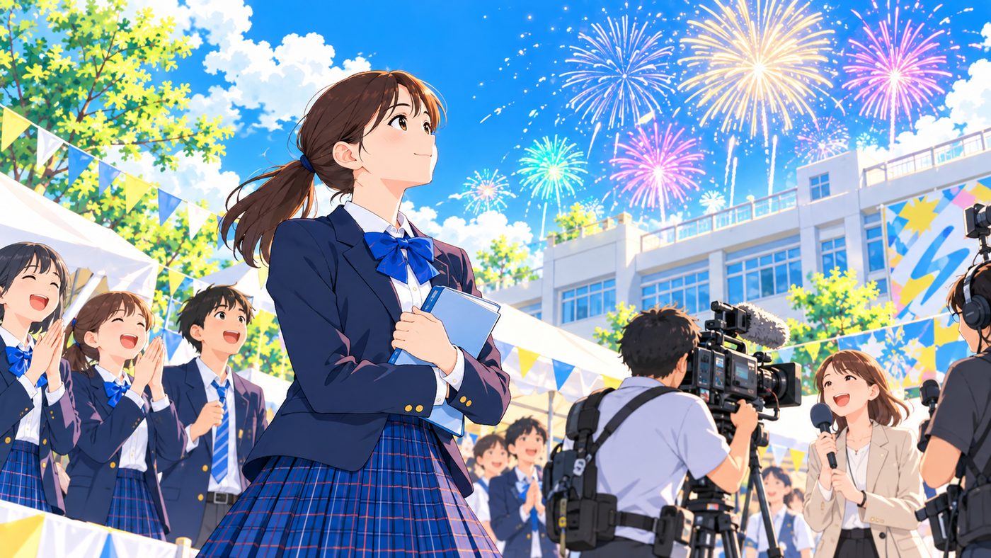 花火をあげ、テレビが来た文化祭